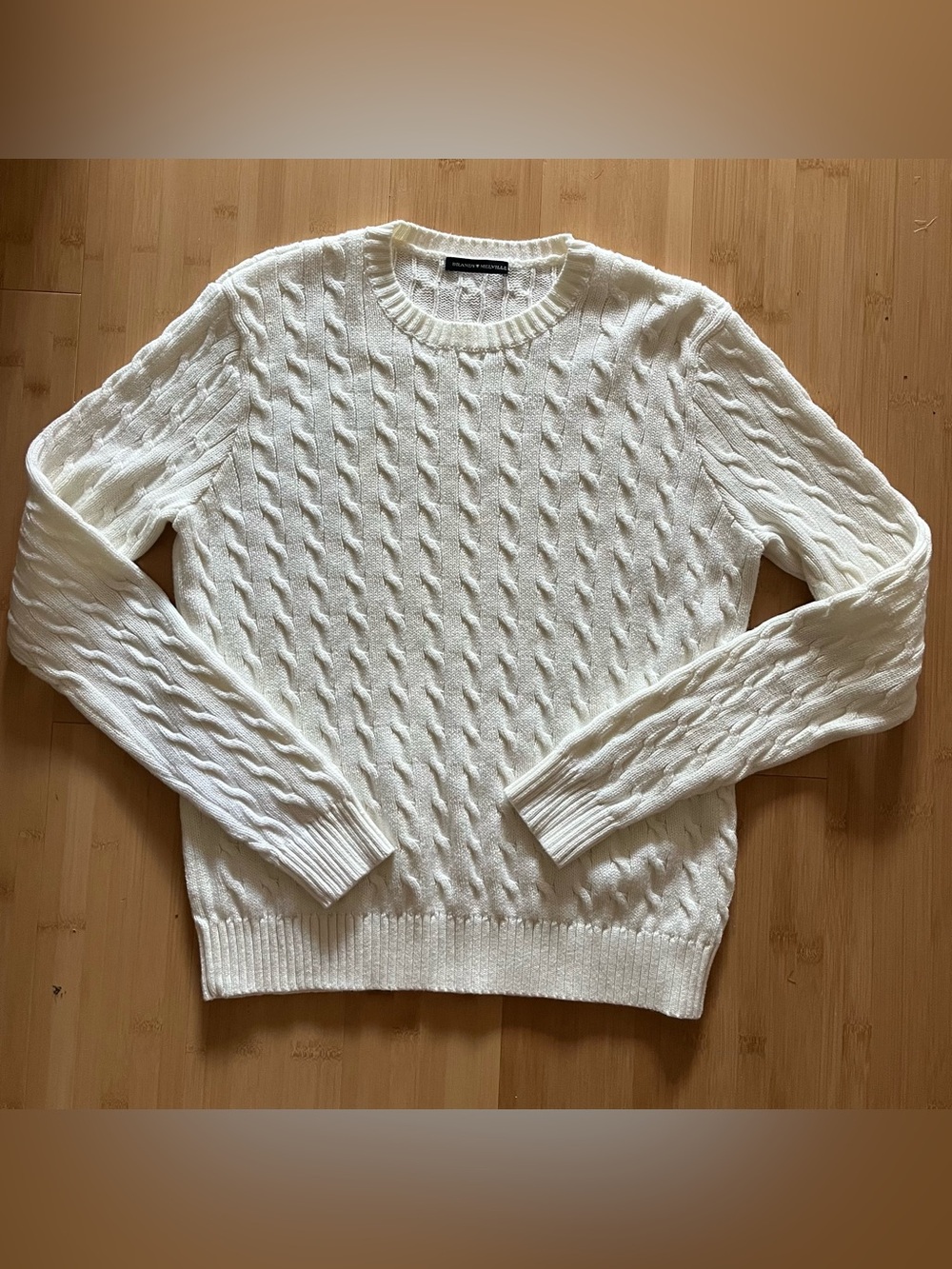 Brandy Melville Classic White cotton Cable Knit Crewneck Sweater